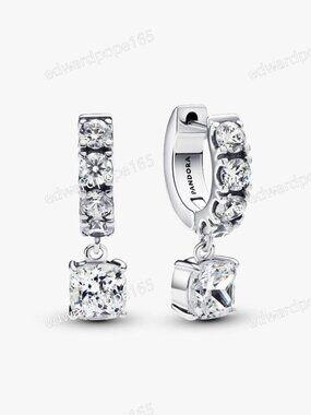 Pavé Dangle Hoop Earrings